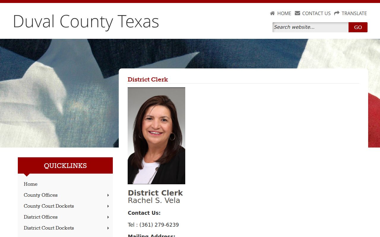 Duval County warrant records: District Clerk contact page
