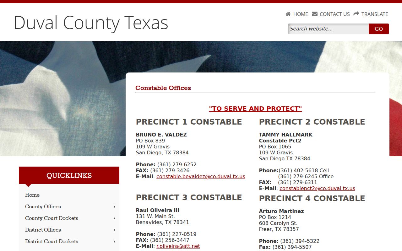 Duval County arrest warrant records: constable precinct office directory