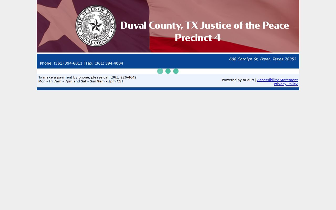 Duval County traffic warrant records: JP4 payment page and contact block