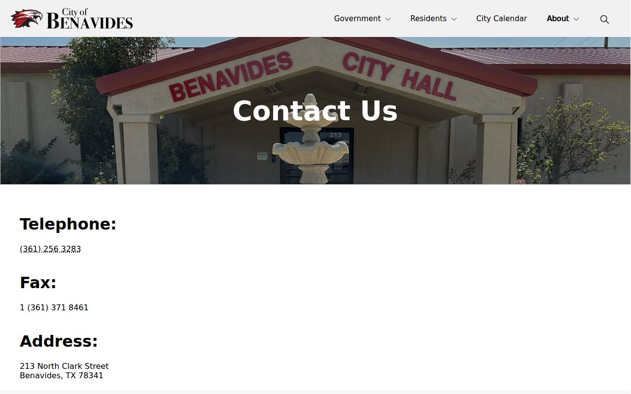Benavides warrant records: City Hall public contact page