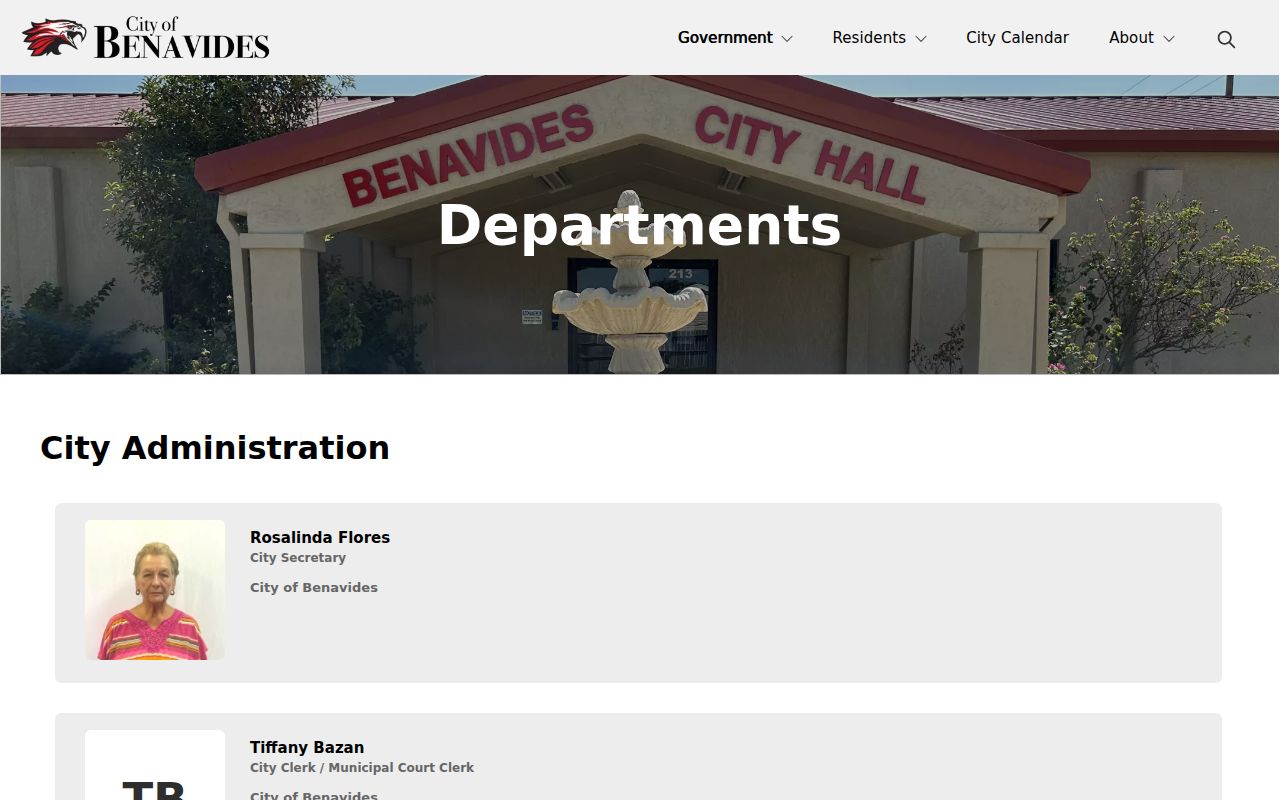 Benavides warrant records: city departments navigation with no warrant portal