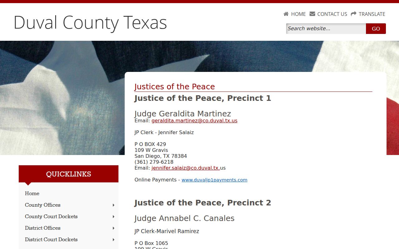 Duval County warrant records: four-precinct justice court directory